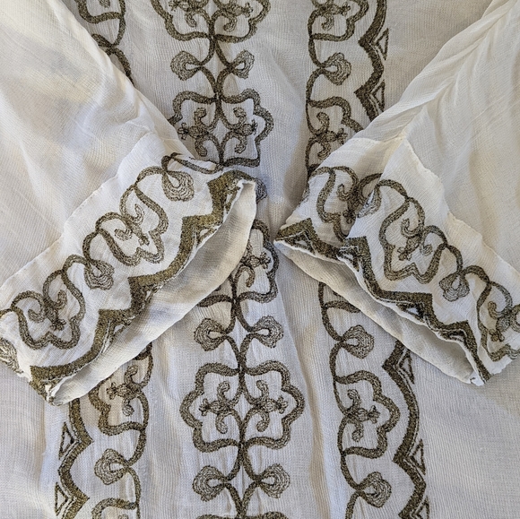 Lucky Brand, Ivory and Gold Bohemian Top, M - Picture 5 of 6